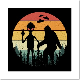 Bigfoot Alien Sunset Posters and Art